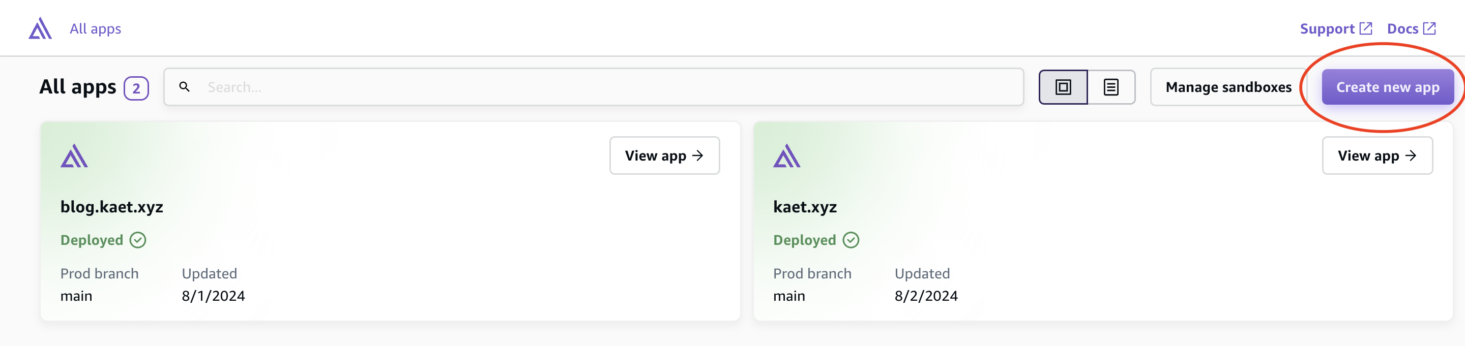 AWS Amplify console